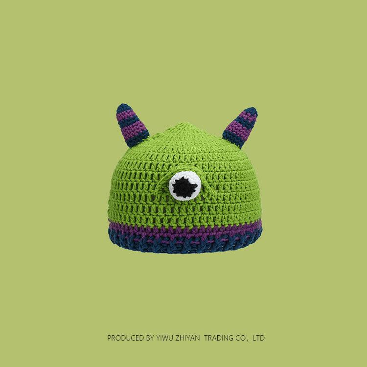 Ruffian Baby Monster Shrek Knitted Pullover Autumn and Winter Devil Long Braid Cartoon Handmade Wool Hat Tide