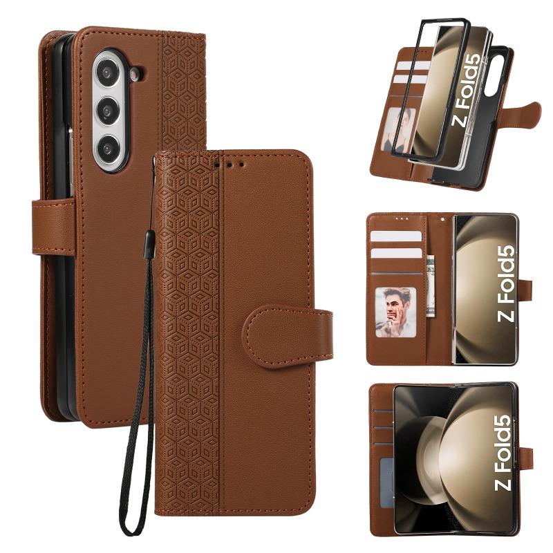Leather Flip Phone Case for Samsung Galaxy Z Fold 7 6 5 4 3 5G Fold7 Fold6 Fold5 Wallet with Card Holder Protective Cover