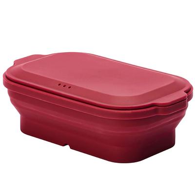 Tone Silicone Steamer with Lid That Turns Into a Microwave Cooking Recipe Dishwasher Safe SG-05 Plate, Steamer, Included, Foldable, (wine Red)