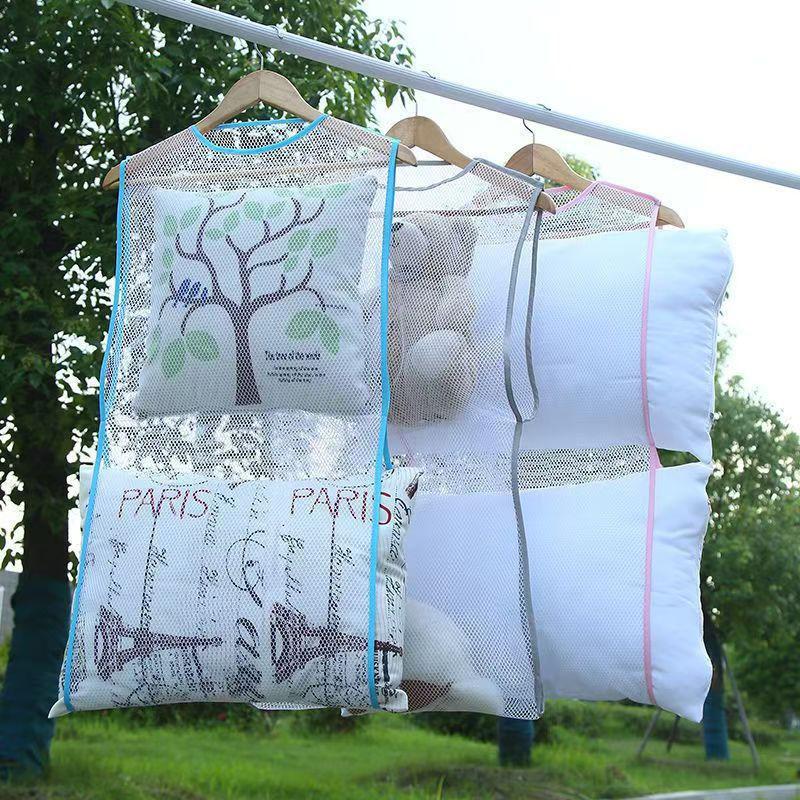 

Уличная сушильная сетка Ветрозащитный держатель для подушек Балконная вешалка для одежды Многофункциональный инструмент для уборки Креативные товары для дома Double layer