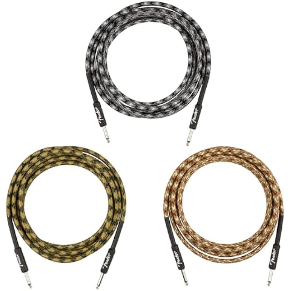 Fender 10ft Professional Tweed Instrument Cable Straight Woodland Camo 1 Pack