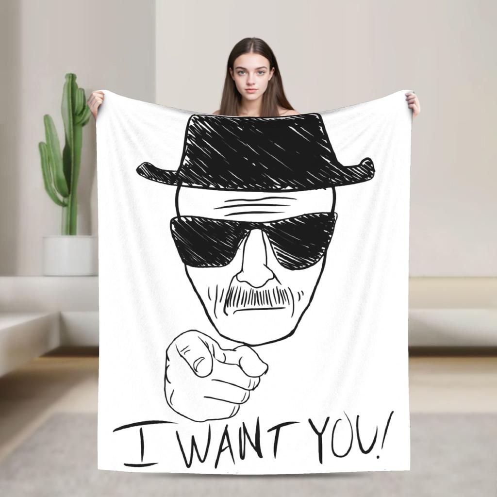 Walter White I AM THE DANGER Knitted Blanket Velvet Breaking Bad Super Warm Throw Blanket for Car Sofa Couch Bedroom Quilt