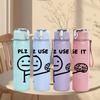 1PC Please Use It Brain Meme Graphic 750ml Color Plastic Sports Water Bottle Leakproof Flip Straw Lid Suitable for Sports Office Home Use