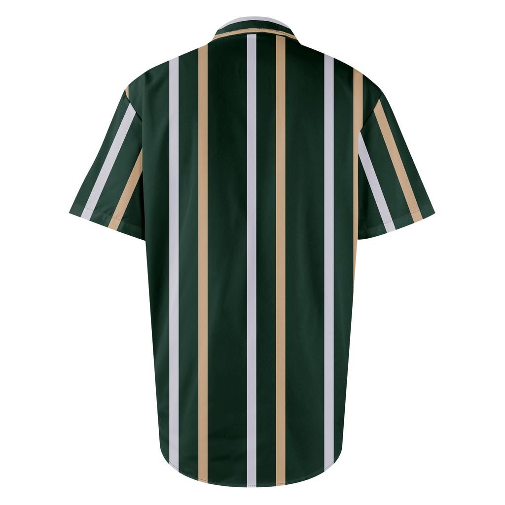 Striped Color Blocking Print - Men's Casual Short Sleeved Shirt