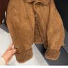 Damen Kunstpelzjacke Kaffeefarben Kleiner Duftiger Stil Lammwolljacke Retro Lässig Winter Warmer Mantel
