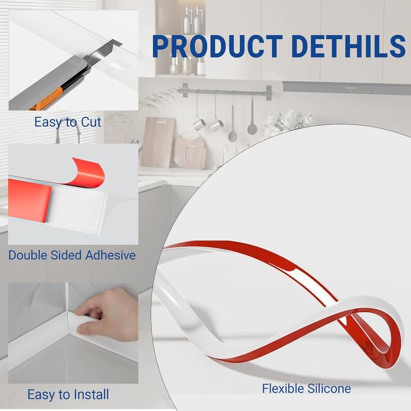 1PC 1/2/3meters Durable Silicone Quarter Round Molding Trim Flexible Caulk Strip Peel and Stick Door Bottom Seal Strip Floor Edg