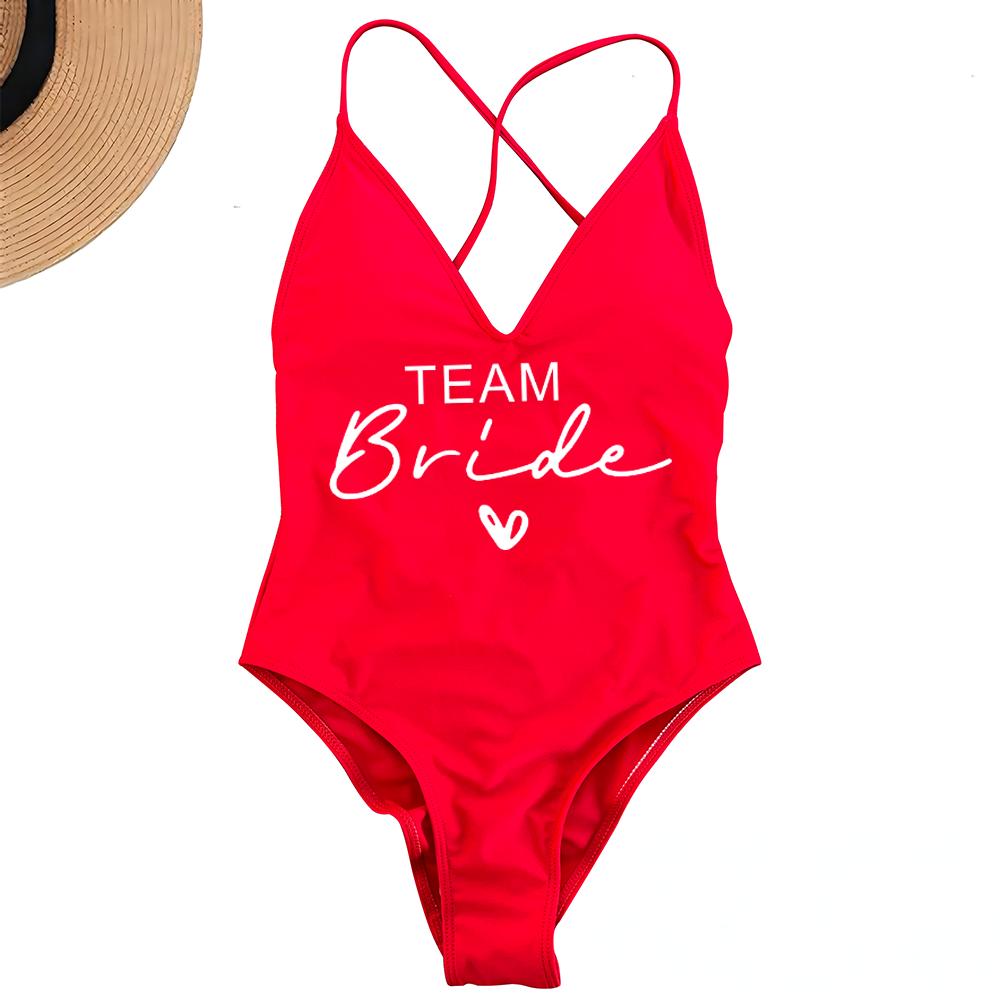 Sexy Padded One Piece Swimsuit Women Team Bride Swimwear Bikini Summer Bathing Suit Plus Size Beachwear Bachelorette Party Lady