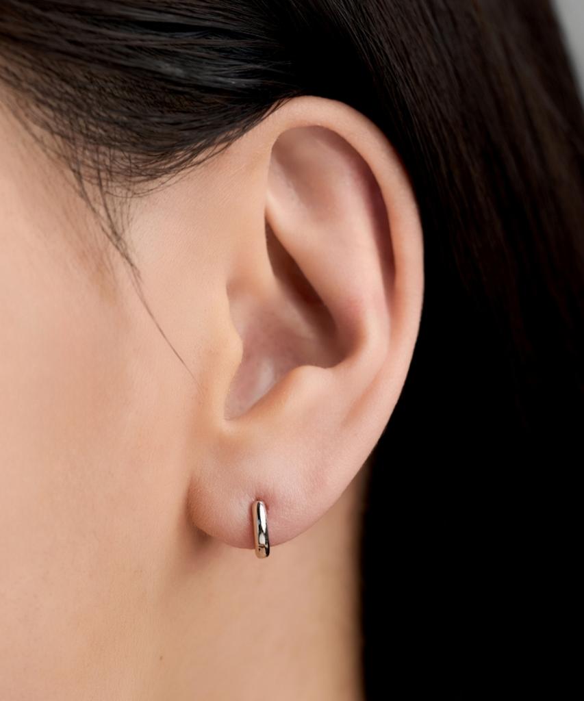 Lloyd Pipe Hoop Silver Ring Mini Earrings Lles26004U