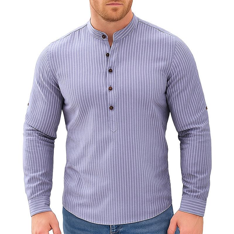 New Spring Men's Fashion Printed Long Sleeve Shirt Casual Versatile Daily Wear Top
