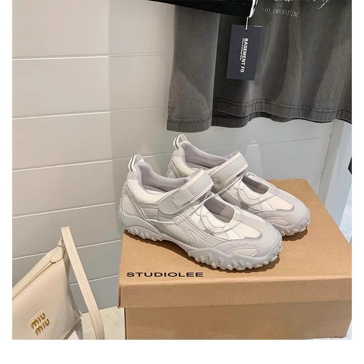 Grape mother same round head Velcro breathable mesh functional wind single shoes casual versatile thick sole heightening sports shoes