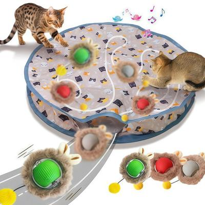 Interaktives Katzenspielzeug Ballhülle Set Schnelles Rollen in Beutel Verstecken und Suchen Kätzchen Spielzeug Bewegungsaktiviertes Interaktives Katzenspielzeug Indoor