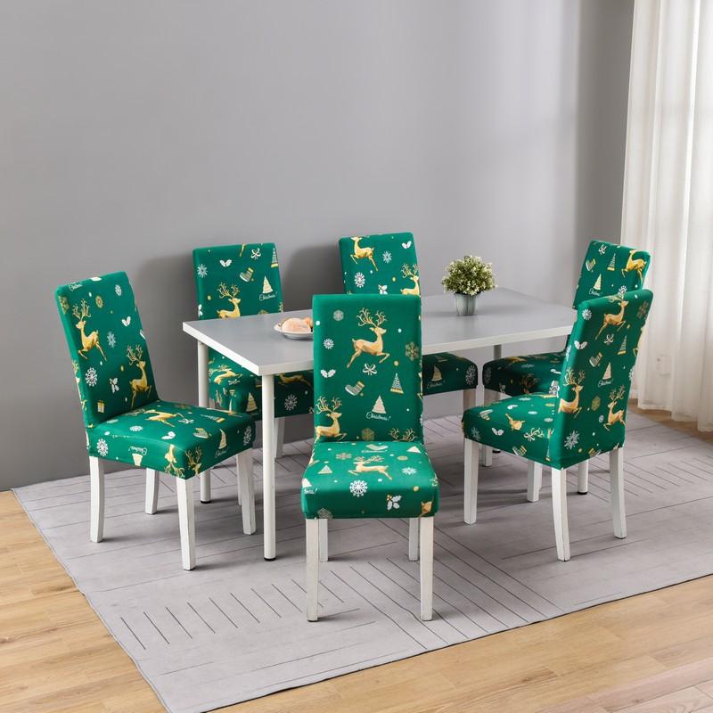 1/2/4/6Pcs Christmas Elastic Chair Cover For Dining Room Santa Claus Xmas Kitchen Home Decorative Spandex Slipcovers Seat Covers