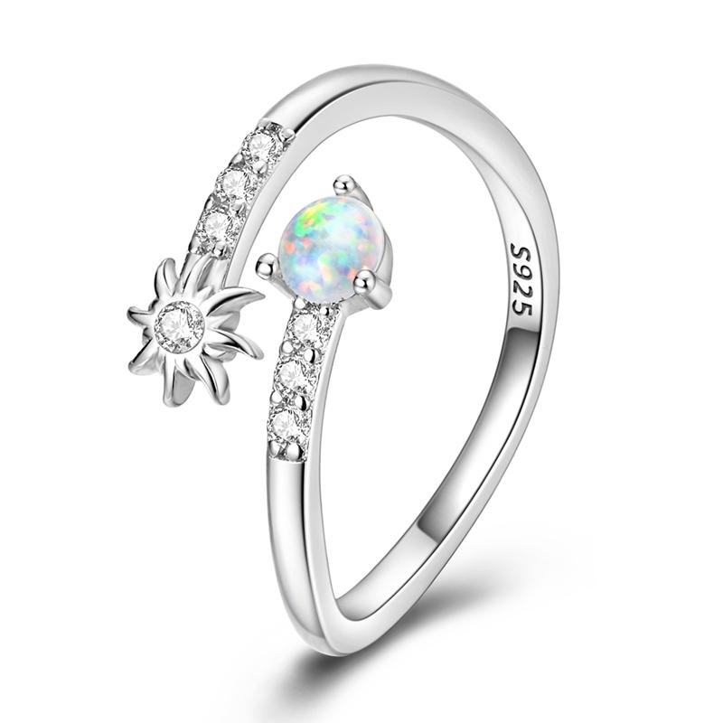 Fashion 925 Silver Color Rings Blue Zircon Butterfly Leaf Flower Irregularity Split Rings For Woman Fine Jewelry Gifts
