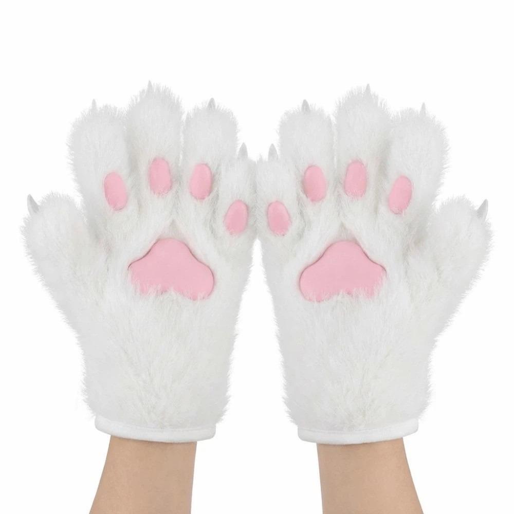 Cartoon Cosplay Costume Gloves Furry Puppy Claw Mittens Kawaii Plush Cat Paw Gloves  Club