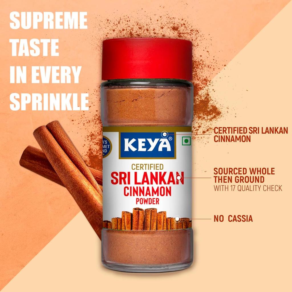 Keya Srilankan Certified Cinnamon Powder | Dalchini Powder | 100% Pure & Natural Indian Spices Aroma & Flavour | 45g