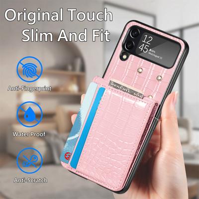 Für Samsung Z Flip 4 5G Krokodilleder-Handyhülle für Samsung Galaxy Z Flip4 Flip 4 Zflip4 Kartentasche Brieftasche