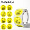500pcs/roll Yellow Smile Face Sticker Thank You Circle Label Sticker Office Stationery 2.5cm