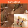 Stone Natural Elegant Earrings For Women Colorful Geometric Design With Details Chain