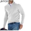 BITCED Herfst Long Sleeve V-hals Fleece gevoerd Rits Heren Casual Poloshirt