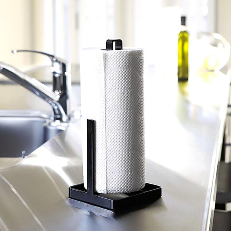 Metal Kitchen Roll Paper Towel Holder Bathroom Tissue Stand Vertical Napkin Rack Home Storage Accessories