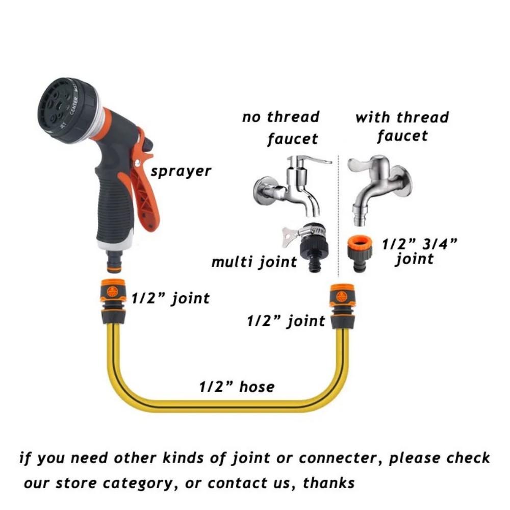Garden Hose Quick Connector 1/2'' 3/4" Garden Water Pipe Car Wash Gun Joint Watering Pipe Fittings Pipe Connector Accessories