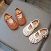 New Toddler Casual Shoes Fashion Simple Hollow-out Children Girls Walking Shoes Soft Bottom Versatile Kids Flat Shoes Hook Loop