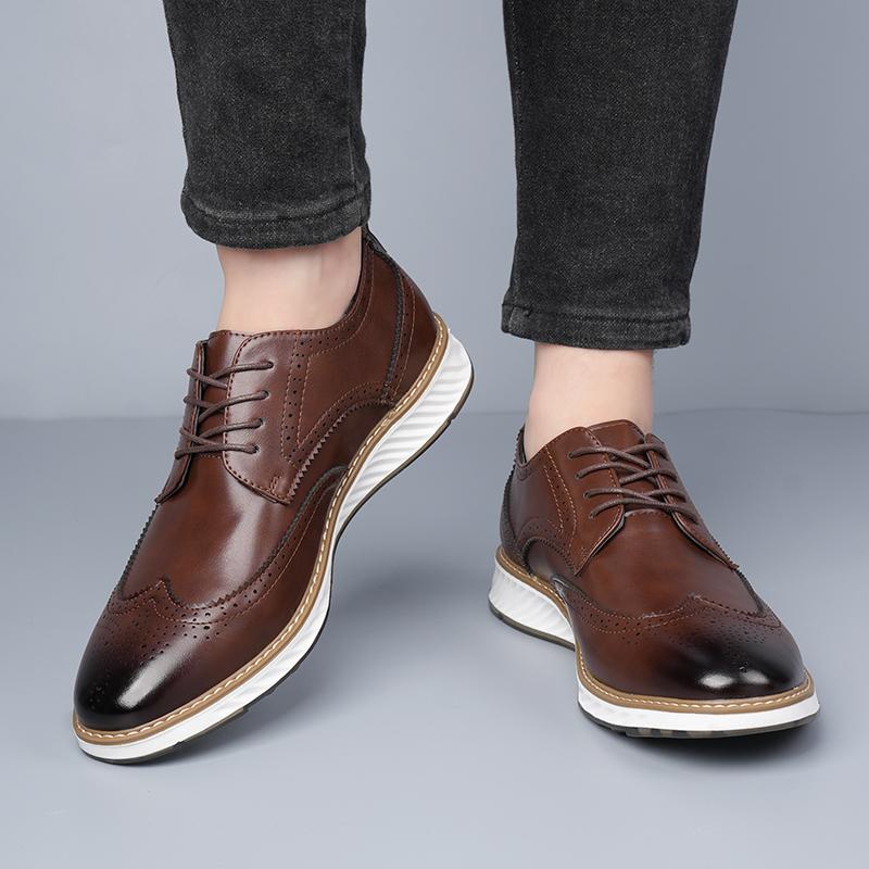 Fashion Casual men's leather shoes Leisurely comfortable and minimalist style Work and office Black brown hot selling shoes Plus Size