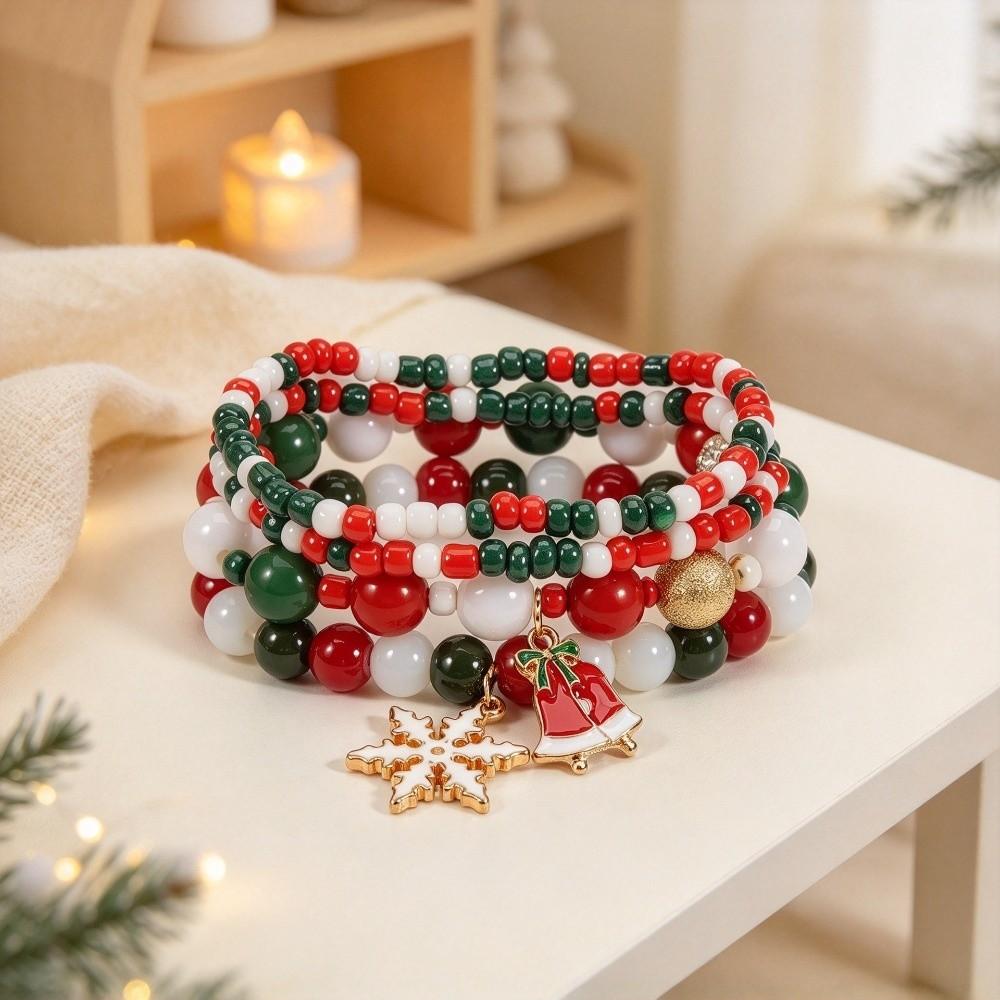 4Pcs/Set Colorful Christmas Bracelet Set Adjustable Stackable Hand Chain New Charm Bangle Set Gifts