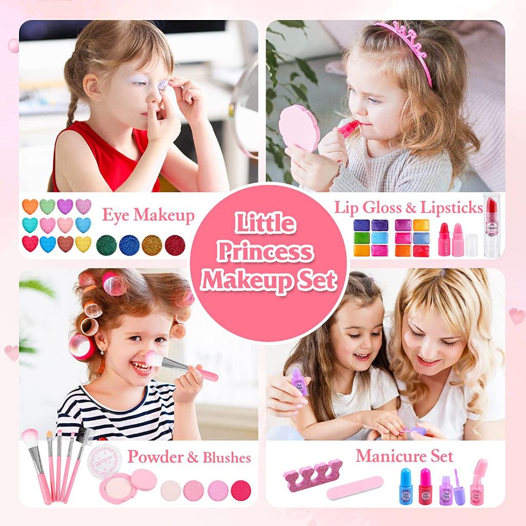 Washable Mini Makeup Toy Set For Girls,  Children'S Performance Handbag,Princess Role Play Toy,Portable Design Princess Cosmetic