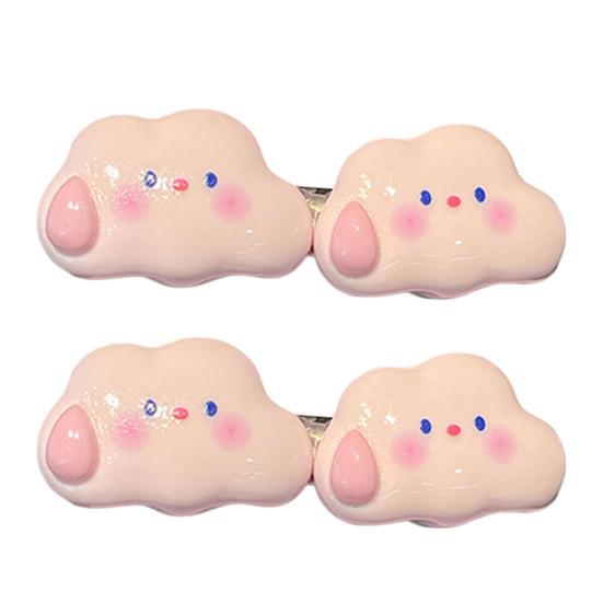 

2Pcs Hairpin Hand-Painted Cloud Expressions with Glitter Stars Resin Hair Clips Toddler Girl
