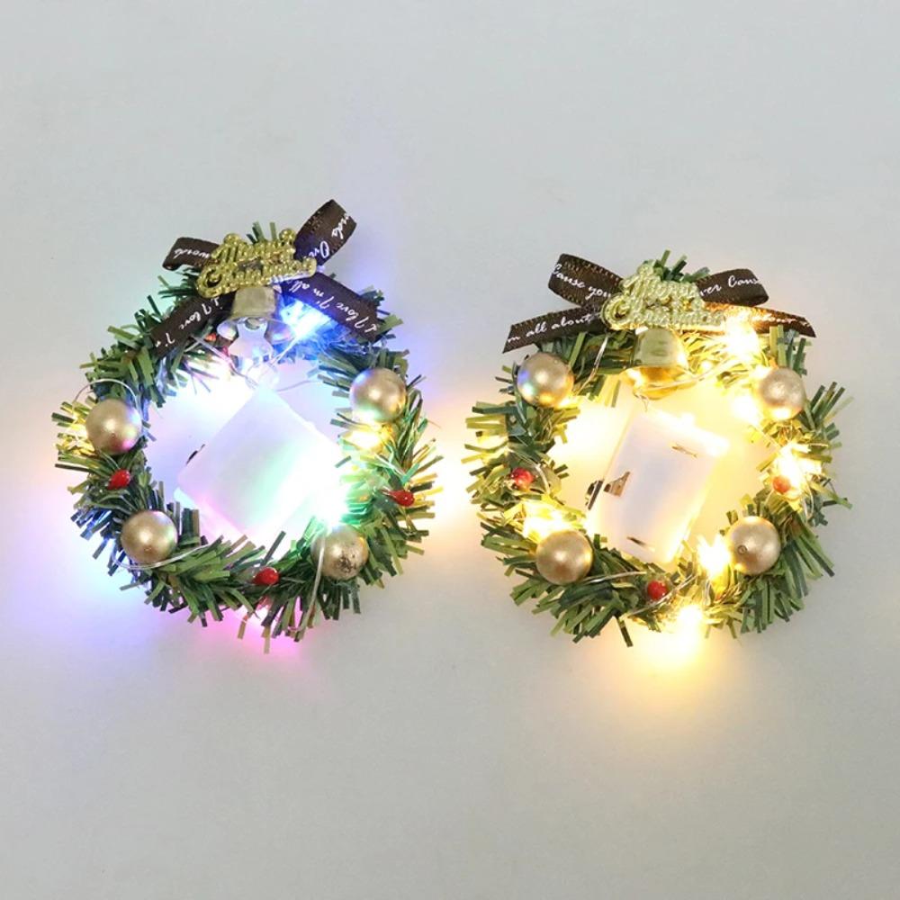 Luminous Dollhouse Christmas Garland with Light Xmas Tree Ornaments Christmas Wreath  Kids