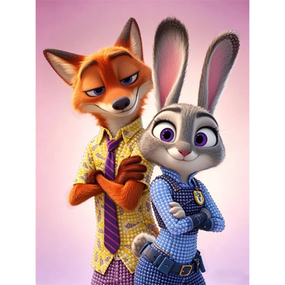 Disney DIY Pearl Painting Zootopia Judy and Nick's Creativity Decorative Painting Creative Ornaments Friends Gifts Desktop Furnishings Home Decoration