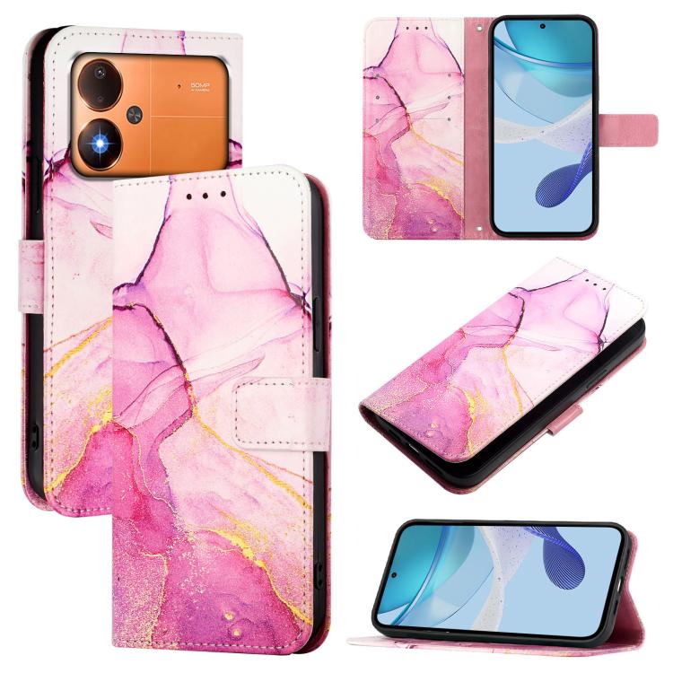 PT003 Marble Pattern Flip PU Leather Phone Case For Xiaomi Poco M8 Power 5G, Wallet Card Slot Kickstand Protective Cover