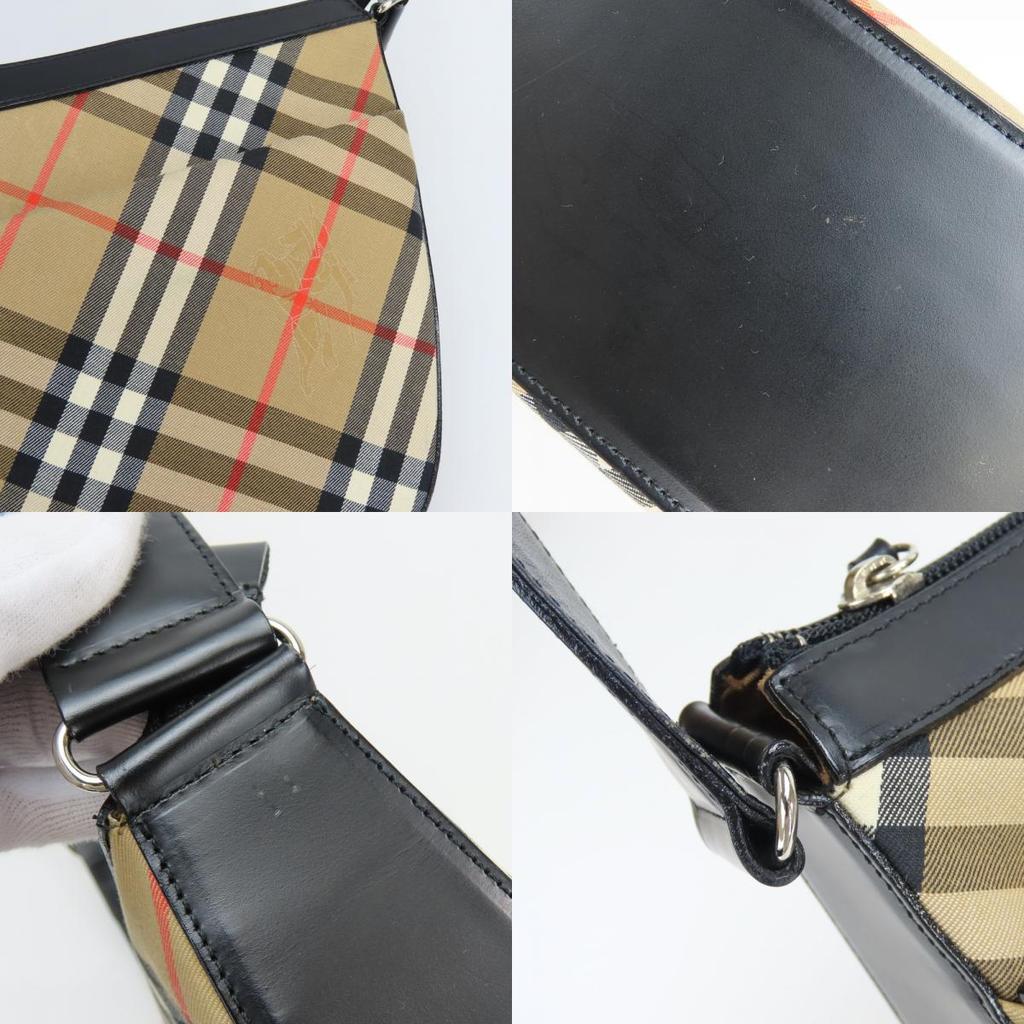 Used Burberrys Shoulder Bag Nova Check canvas/leather beige black one belt