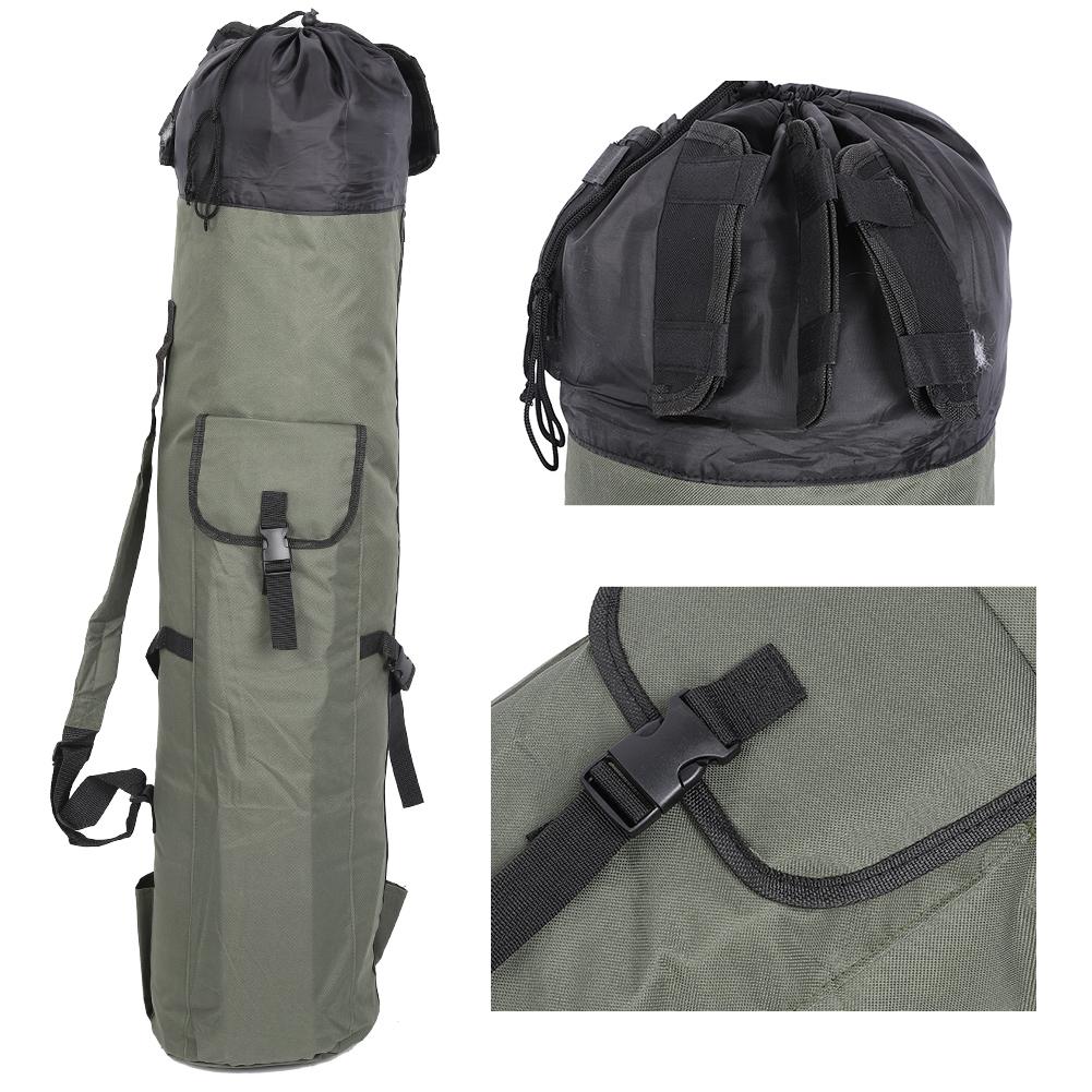 Large Capacity Nylon Fishing Rod Bag Fish Stick Reel Case Carrier Holder Storage Tackle Pouch Accessory(greenblack )