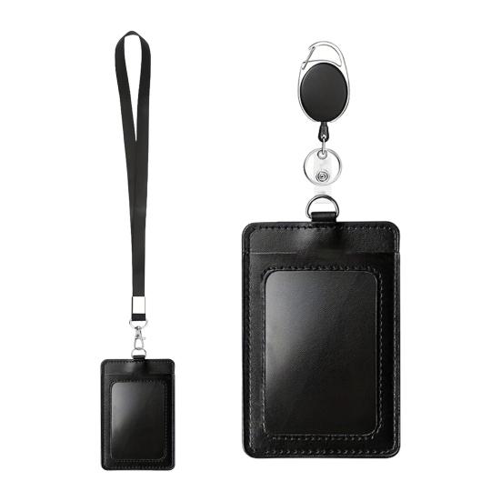 Suport pentru carduri de 2 buc. Suport pentru cărți de identitate, retractabil transparent, cu insignă cu clemă