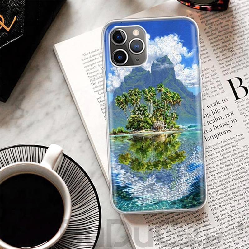 Summer Beach Sunset Sea Palm Tree Cover For iPhone 16 15 14 13 12 11 Pro Max Apple Phone Case X XS 7 Plus 8 + Art Customized Pri