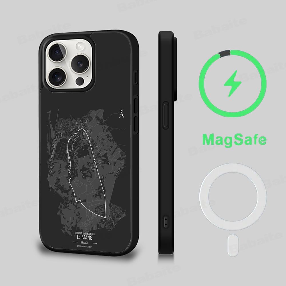 F1 Race Track Prints Phone Case Magnetic Case For IPhone 16 14 13 12 11 15 Pro Max Plus For Magsafe Wireless Charge Cover
