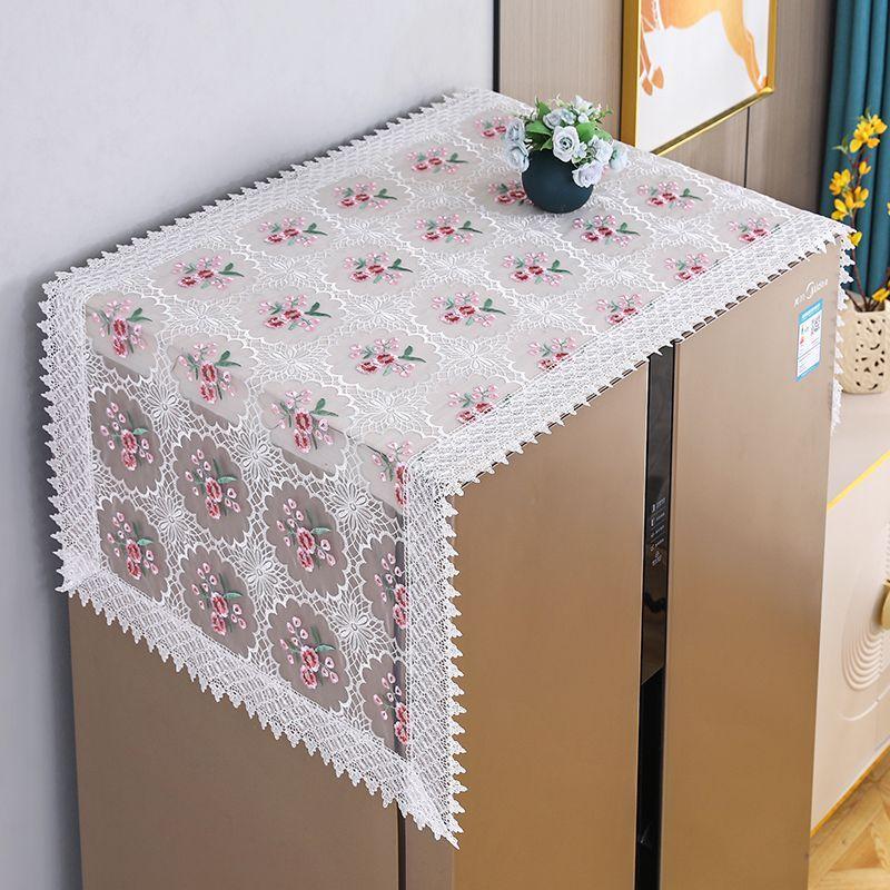 Lace Embroidery Refrigerator Towel with Single and Double Doors Dust-proof Protection Washing Machine Microwave Oven Cover Cloth and Towel