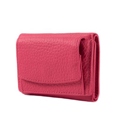 Liorne Women's Mini Wallet, Small Wallet, Compact Tri-fold Wallet, Slim Wallet, Skimming Prevention, Genuine Leather (Pink)