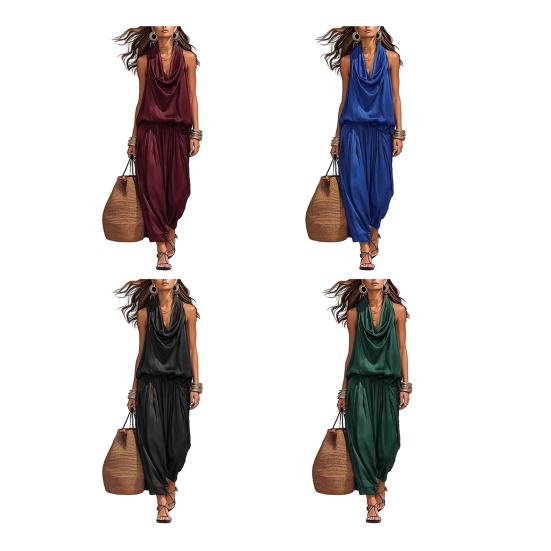 Damen Sommer Zweiteilige Sets Trägerloses Oberteil mit Wasserfallausschnitt und Crop Pants Passende Sets