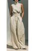 2026 Spring/Summer European & American Women's Cotton Linen Sleeveless Long Pants Casual Set