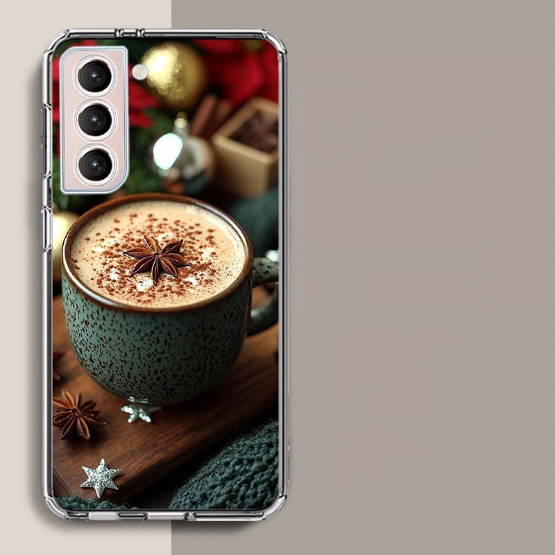 Christmas Spiced Gingerbread Latte Phone Case For Samsung Galaxy S25 Edge S24 S23 FE S21 S20 S10 Plus S22 S26 Ultra Cover Clear