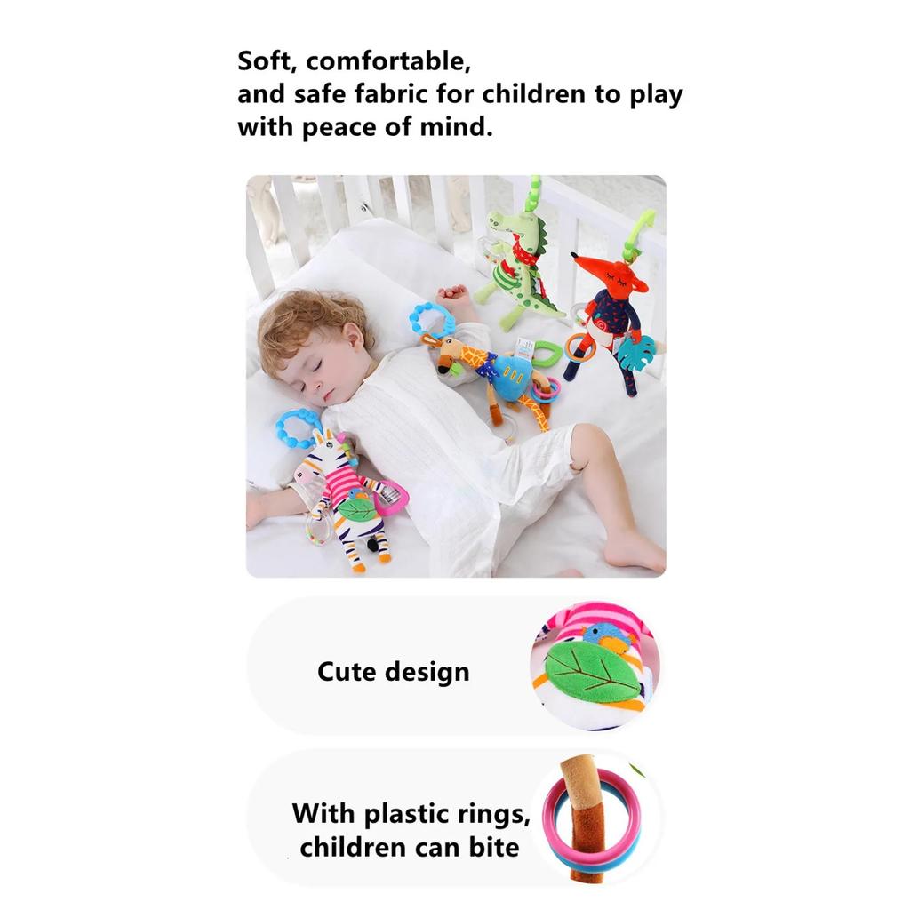 Soft Giraffe Infant Crib Bed Stroller Spiral for Newborns Car Seat Baby Rattles Early Education Development Handle Toys Gifts