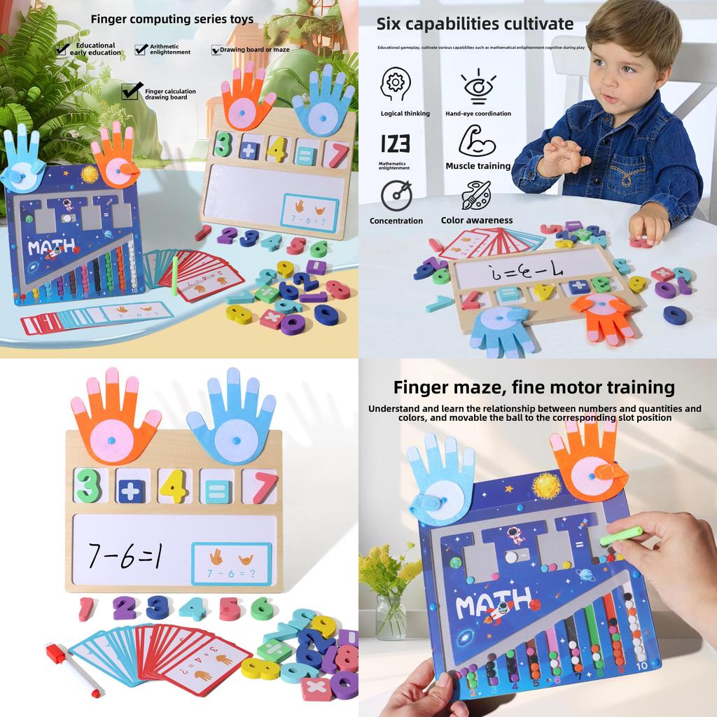 Wooden Montessori Number Teaching Aids Magnetic Bead Maze Counting Board For Kids Educational Toy