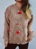 Solid color handmade pearl Christmas three-dimensional decoration plush New Year sweater Christmas sweater 3612 EMA