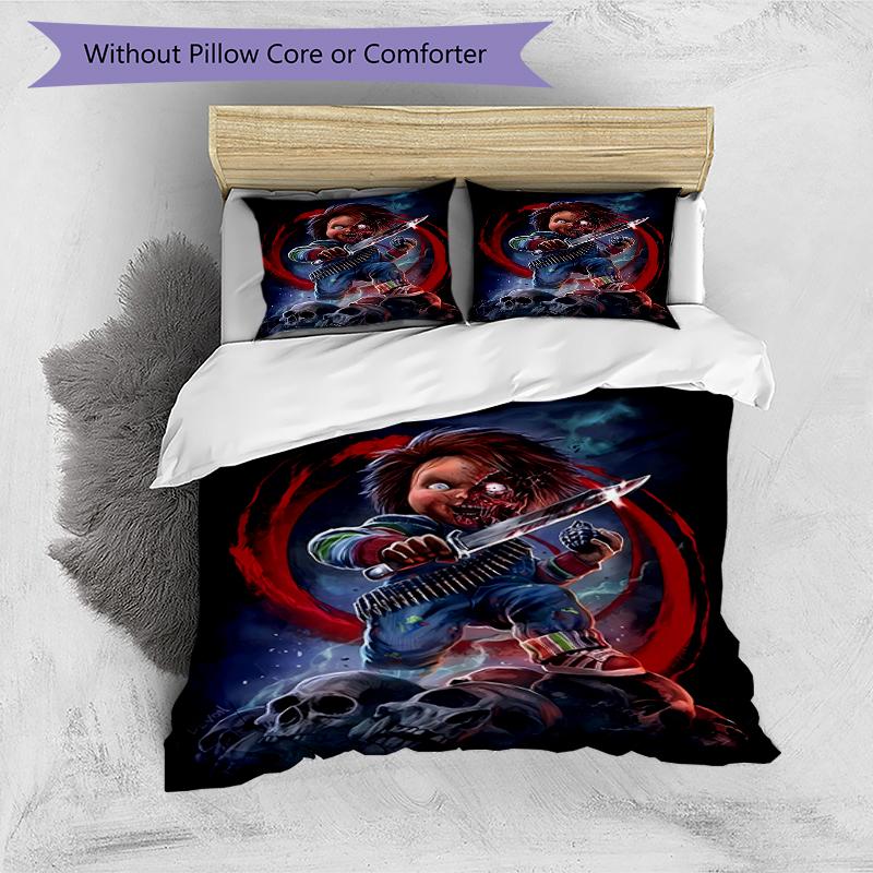 3pcs Chucky2 Design Cover Set - HD Printed Bedding with 1 Cover and 2 Pillowcases - Perfect for Home and Dorm Decor