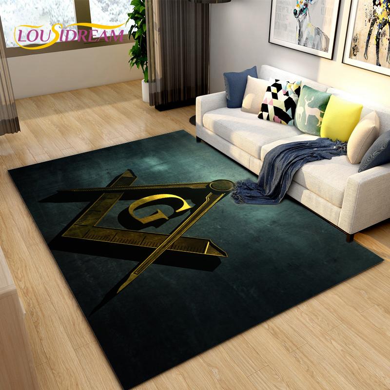 Masonic Carpet Freemason Illuminati Ring Area Rug Large,Carpet All Seeing Eye Rugs Carpets for Living Room,Fitness Pet Floor Mat