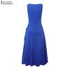 ZANZEA Women Elegant Casual Round Neck Summer Sleeveless Ruffles Dress