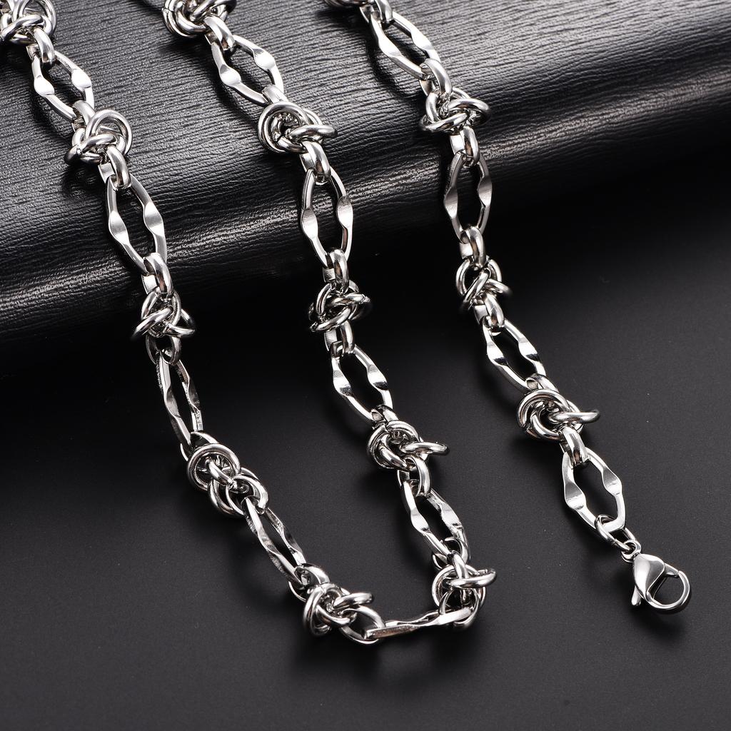 8mm Chic Stainless Steel Chunky Necklace Link Lip Knot Chain for Men Women Punk Hiphop Boy Gold Color Heavy Metal Jewelry Choker